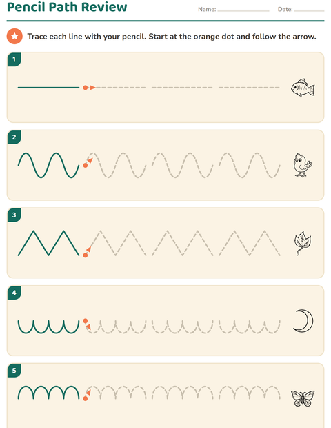 Preview of Pre-Writing Practice worksheet featuring Nature BW for kindergarten