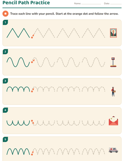 Preview of Pre-Writing Practice worksheet featuring Post Office for kindergarten