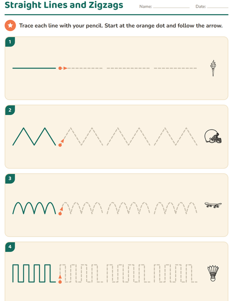 Preview of Pre-Writing Practice worksheet featuring Sports BW 2 for kindergarten