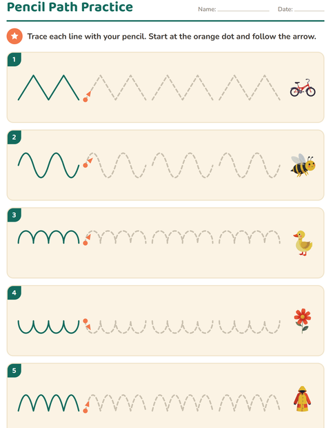 Preview of Pre-Writing Practice worksheet featuring Spring for kindergarten