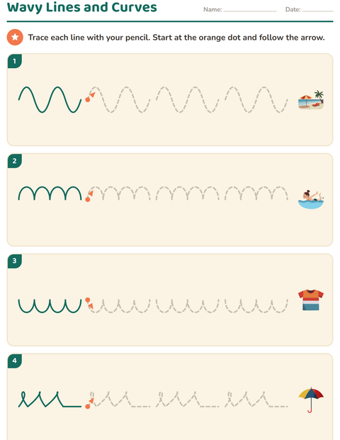 Preview of Pre-Writing Practice worksheet featuring Summer for kindergarten