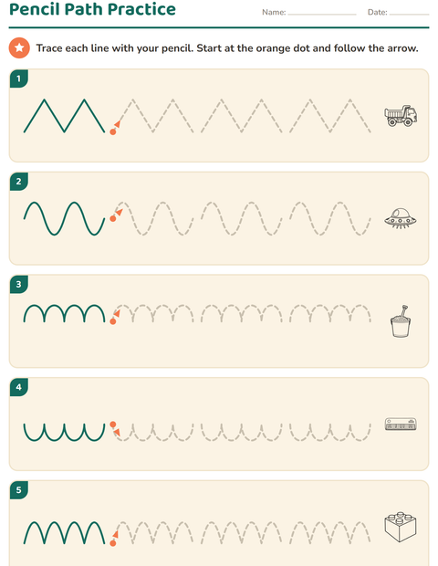 Preview of Pre-Writing Practice worksheet featuring Toys BW 2 for kindergarten