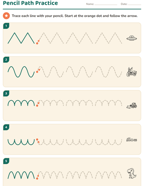 Preview of Pre-Writing Practice worksheet featuring Toys BW for kindergarten