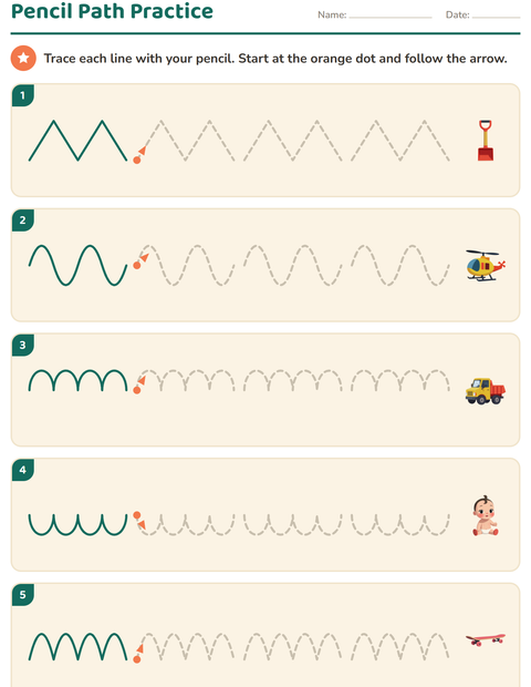 Preview of Pre-Writing Practice worksheet featuring Toys for kindergarten