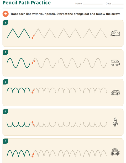 Preview of Pre-Writing Practice worksheet featuring Vehicles BW 3 for kindergarten