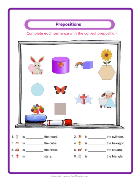 Preview of Prepositions worksheet featuring Easter for kindergarten