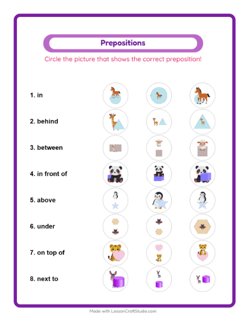 Prepositions with Animals