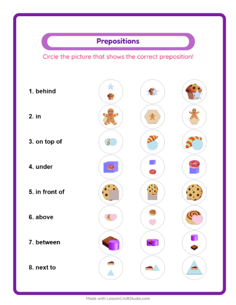 Prepositions with Bakery Treats