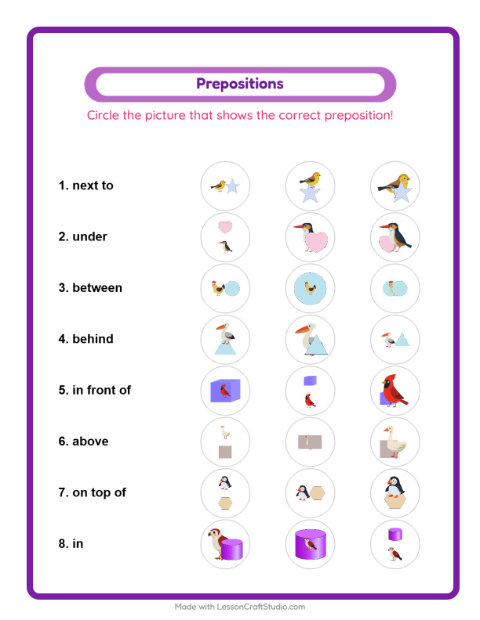 Prepositions with More Birds