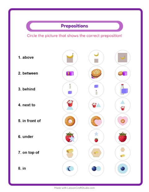 Prepositions with Breakfast