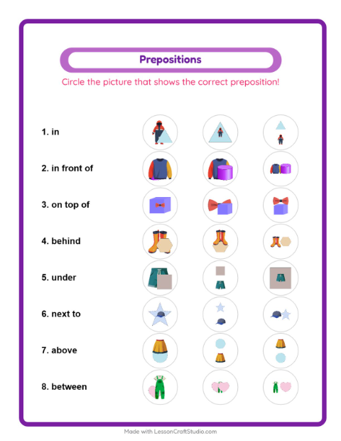 Prepositions with Clothes