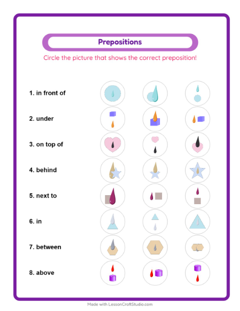 Prepositions with Colors