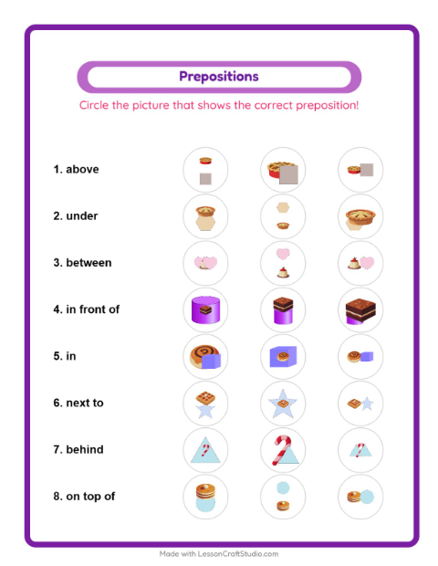 Prepositions with Desserts and Sweets