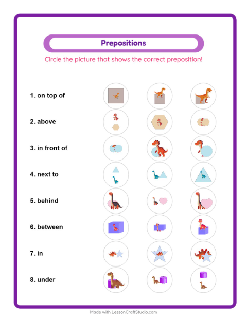 Prepositions with Dinosaurs