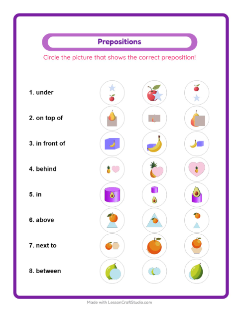Prepositions with Fruits
