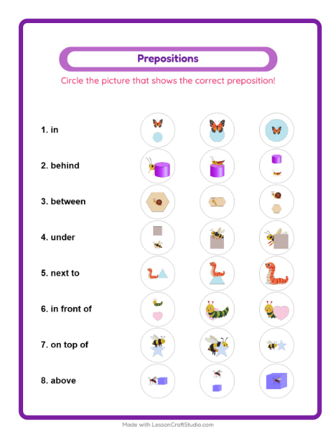 Prepositions with Insects and Bugs