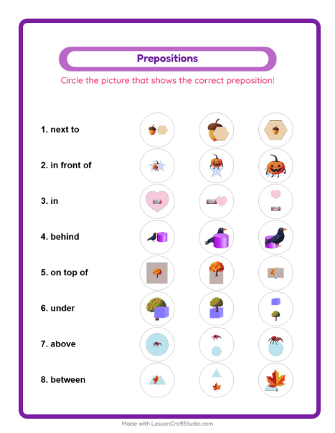 Prepositions with Everyday Objects