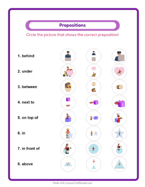 Prepositions with Community Helpers