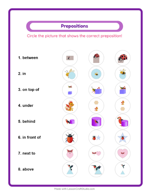 Prepositions with Things That Fly