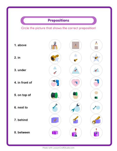 Prepositions with Tools