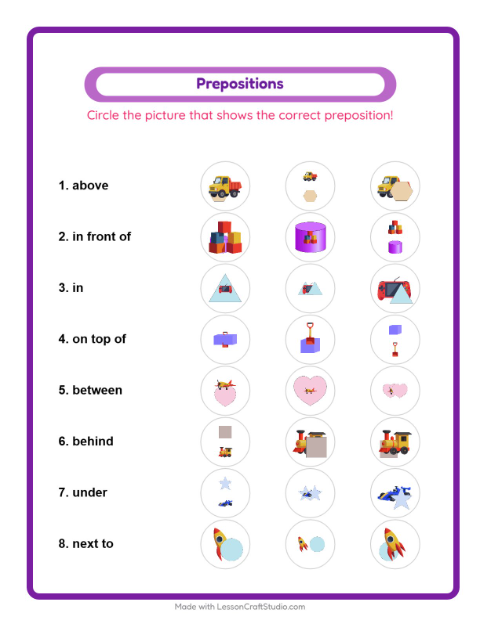 Preview of Prepositions with Toys