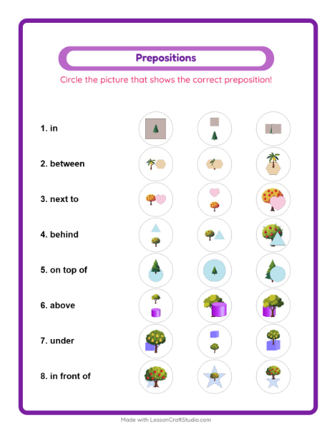 Prepositions with Trees