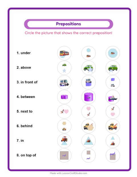 Prepositions with Vehicles