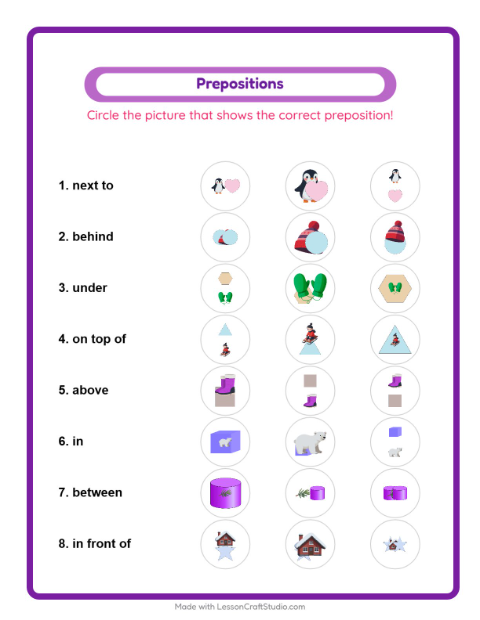 Prepositions with Winter