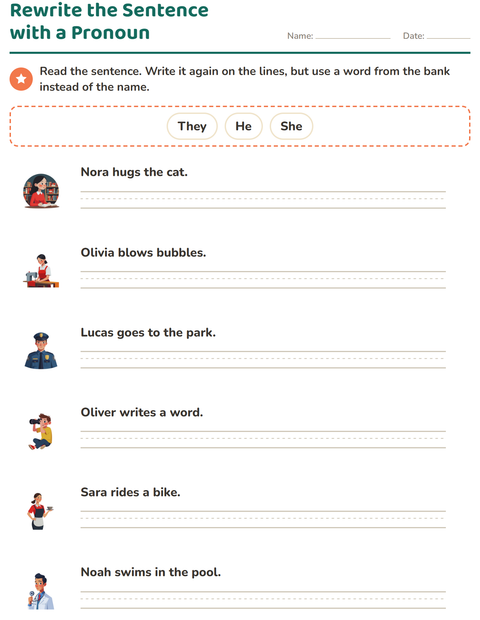 Preview of Personal Pronouns worksheet for grade 2
