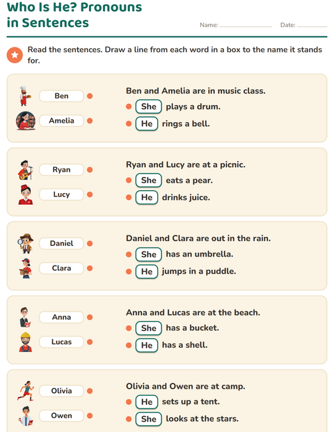 Preview of Personal Pronouns worksheet for grade 2