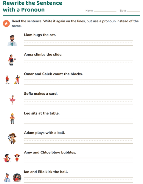 Preview of Personal Pronouns worksheet for grade 2