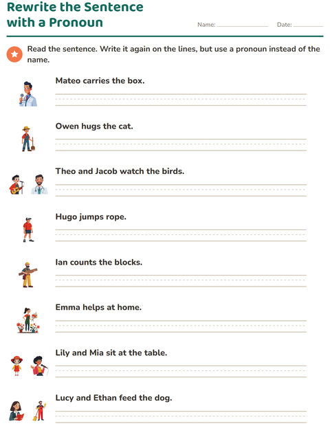 Preview of Personal Pronouns worksheet for grade 2