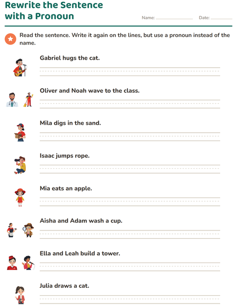Preview of Personal Pronouns worksheet for grade 2