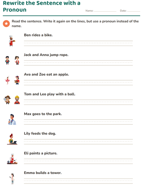 Preview of Rewrite the Sentence with a Pronoun