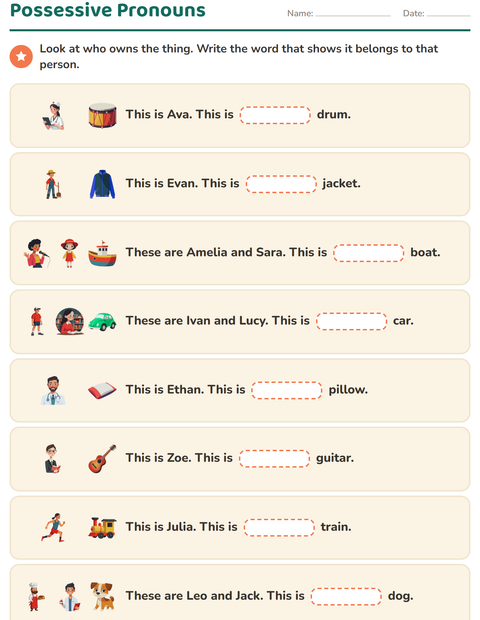 Preview of Personal Pronouns worksheet for grade 2