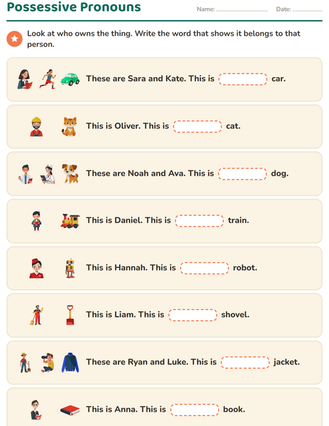 Preview of Personal Pronouns worksheet for grade 2
