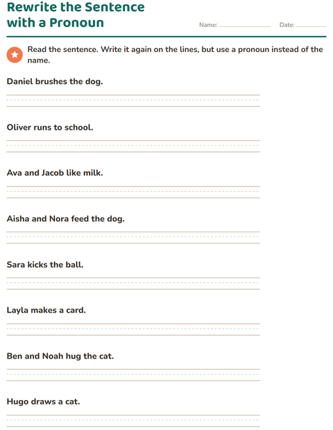 Preview of Personal Pronouns worksheet for grade 2