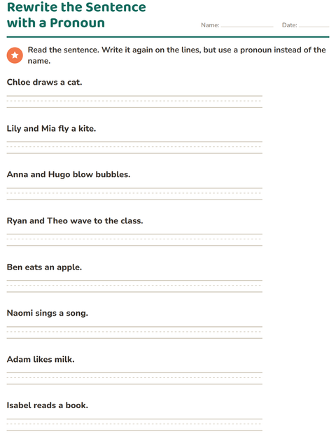 Preview of Personal Pronouns worksheet for grade 2