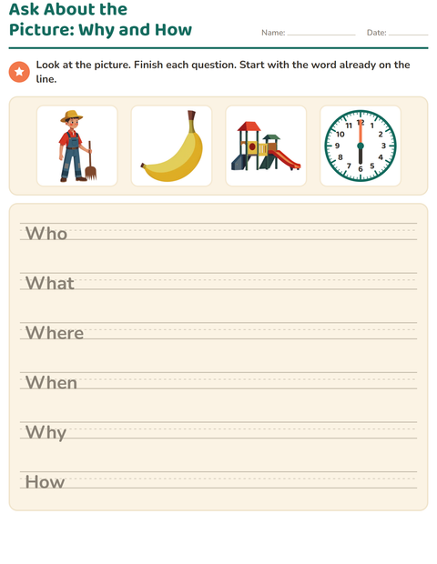 Preview of Question Words worksheet for grade 2