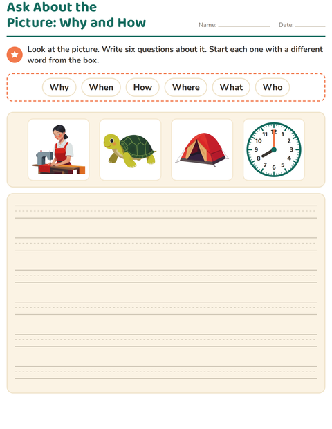 Preview of Question Words worksheet for grade 2