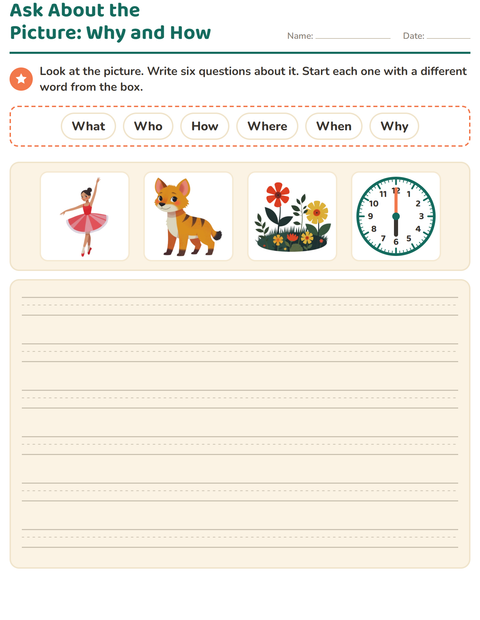 Preview of Question Words worksheet for grade 2