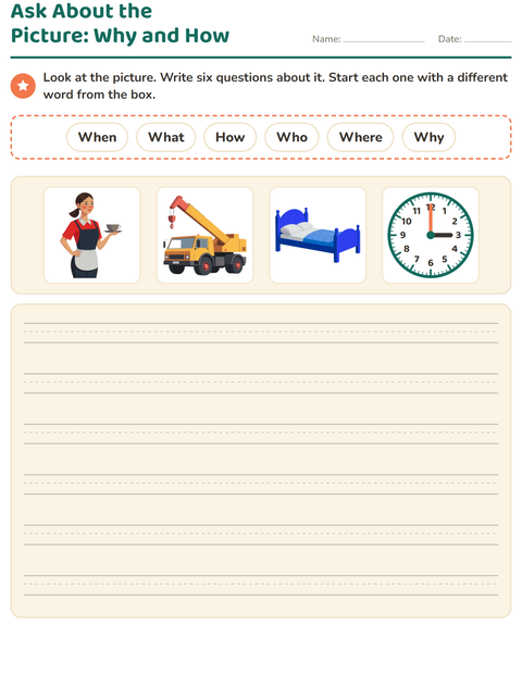 Preview of Question Words worksheet for grade 2