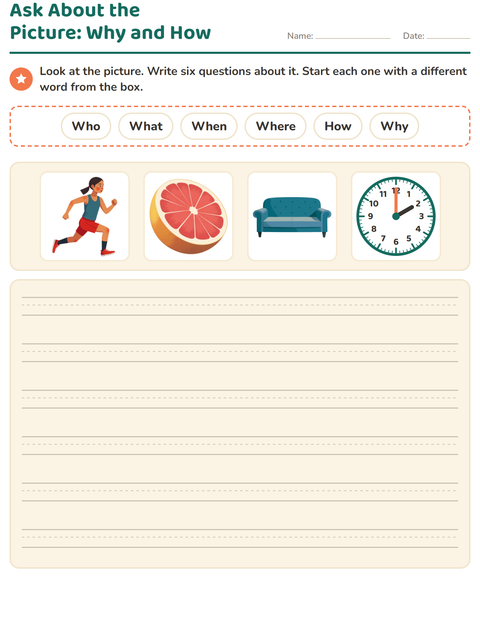 Preview of Question Words worksheet for grade 2