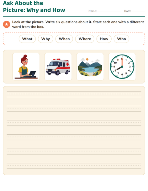 Preview of Question Words worksheet for grade 2
