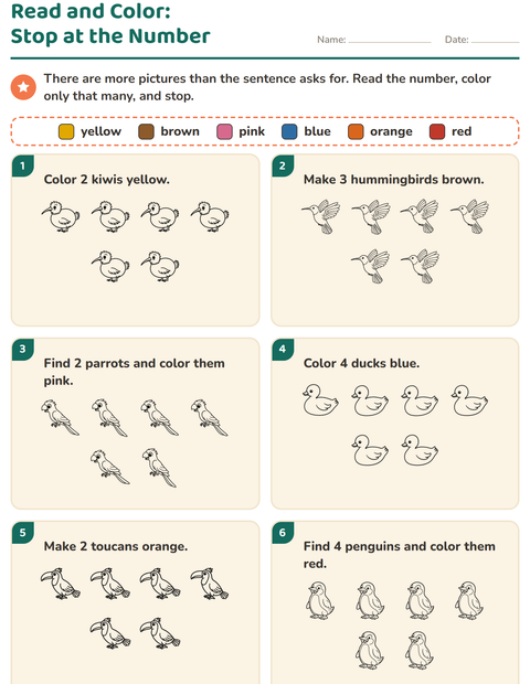 Preview of Read and Color worksheet featuring Birds BW for grade 1