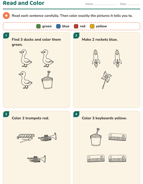 Preview of Read and Color worksheet featuring Toys BW 2 for grade 1
