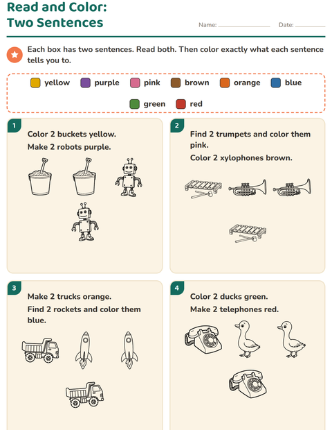 Preview of Read and Color worksheet featuring Toys BW 2 for grade 1