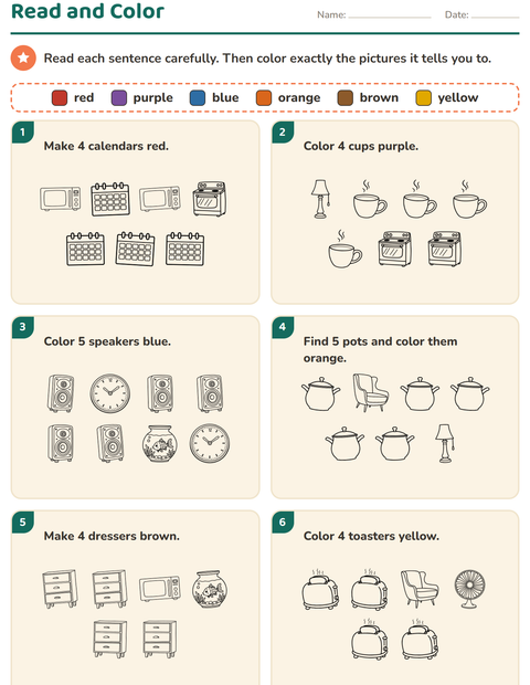 Preview of Read and Color worksheet featuring Home BW for grade 1