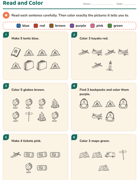 Preview of Read and Color worksheet featuring Travel and Holiday BW for grade 1