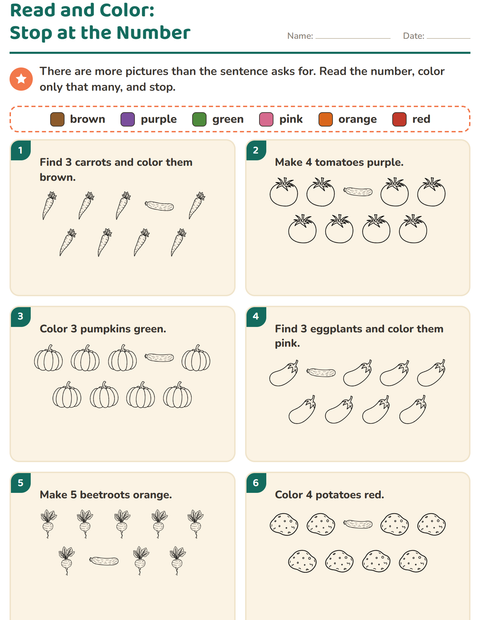 Preview of Read and Color worksheet featuring Vegetables BW for grade 1